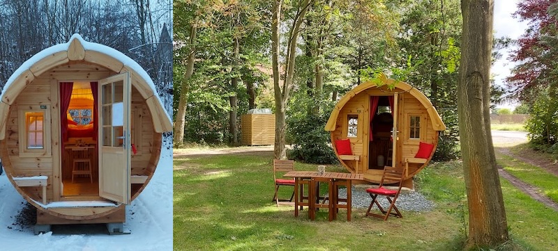 Übernachten in gemütlichen Schlaffässern